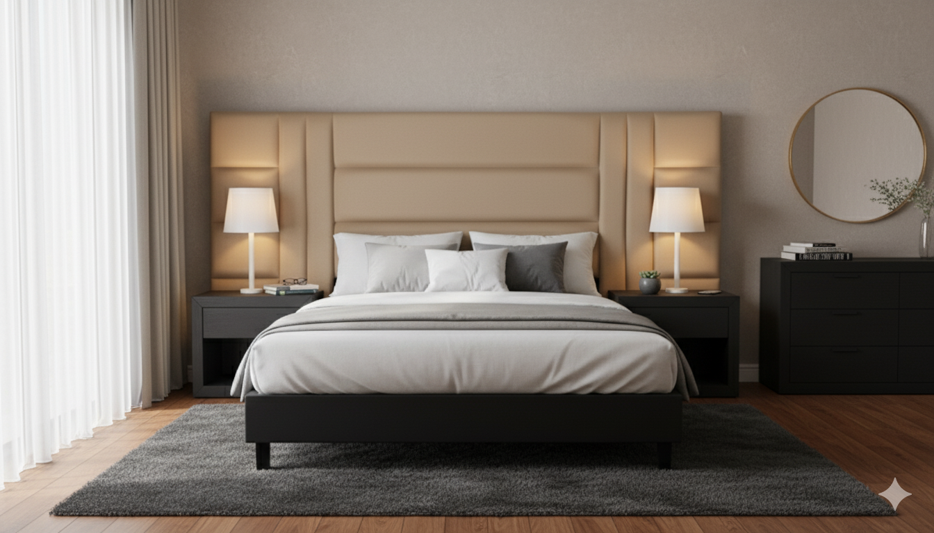 Elegant Velvet H Design Extra Length Headboard