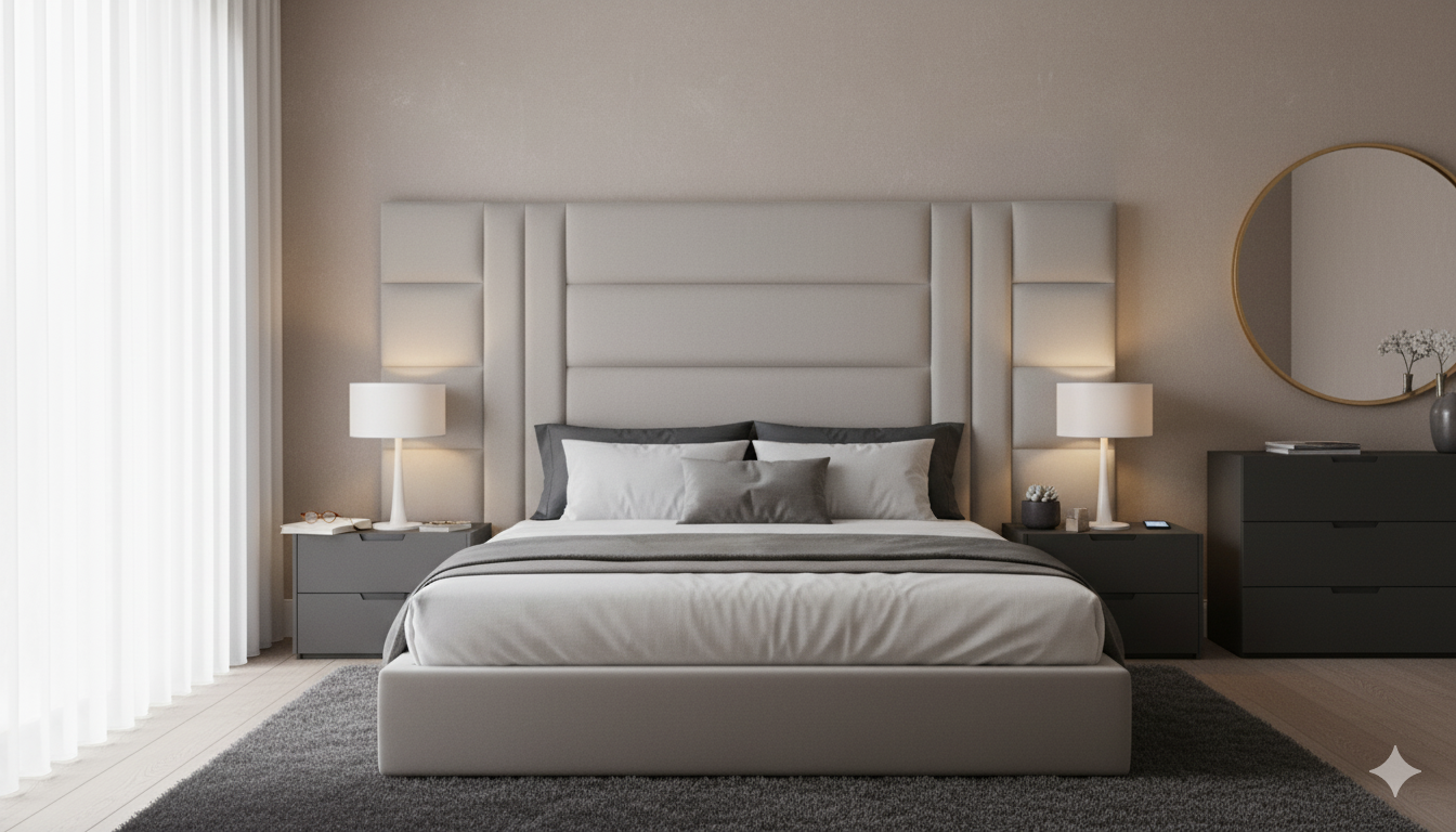 Elegant Velvet H Design Extra Length Headboard