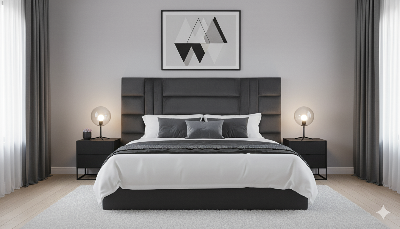 Elegant Velvet H Design Extra Length Headboard