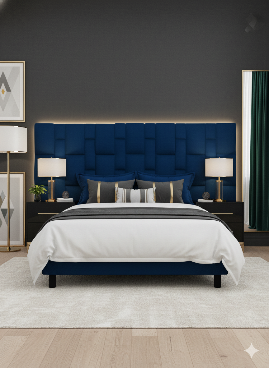 Elegant Velvet Elegant Design Extra Length Headboard