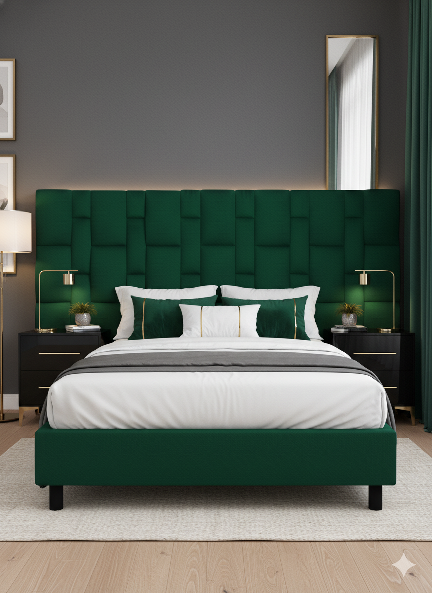 Elegant Velvet Elegant Design Extra Length Headboard